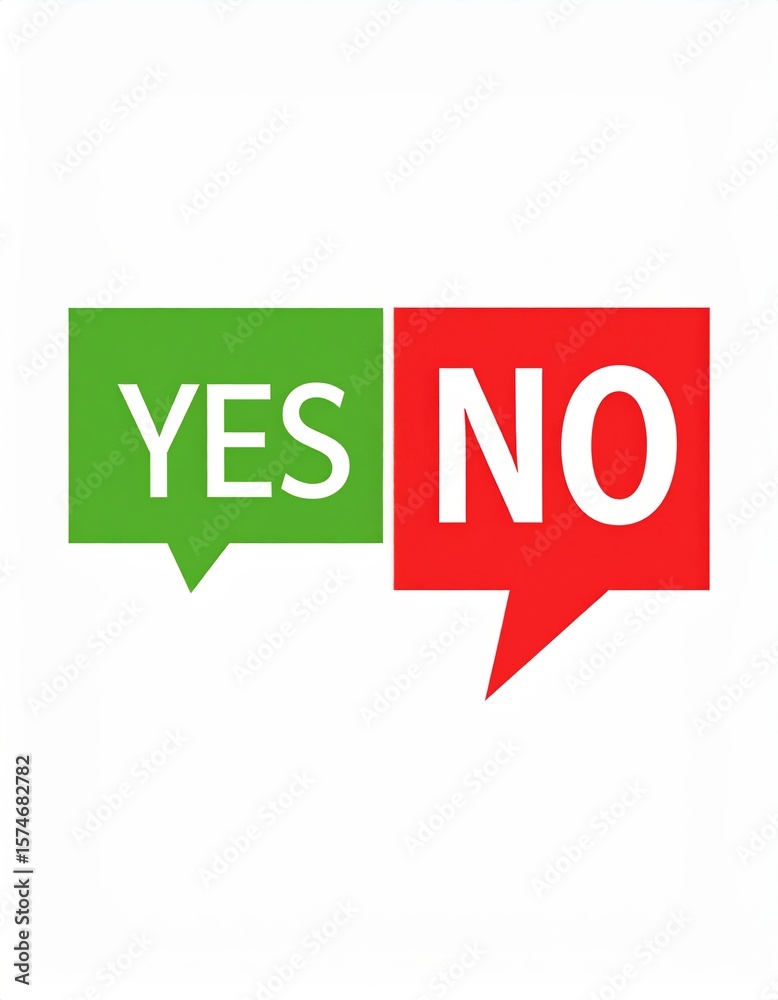 Fototapeta premium A 3D rendering of a green checkmark and a red cross symbol on a white background. Represents approval and rejection, correct and incorrect, yes and no, or decision making. Useful for buGenerated image