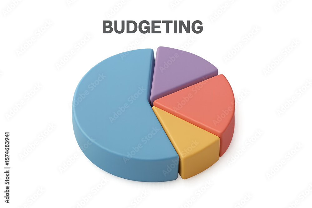 Obraz premium 3D pie chart illustrating budgeting with colorful segments Isolyate on transparent background