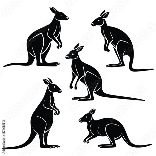Kangaroo Silhouette Vector Set