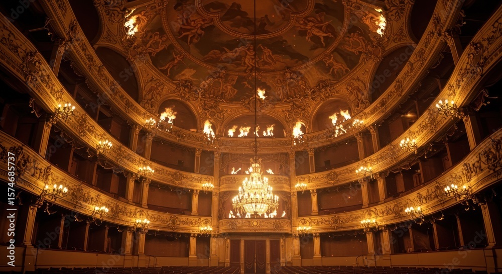 Obraz premium Opulent theater interior showcasing intricate architecture and artistic detailing with elegance