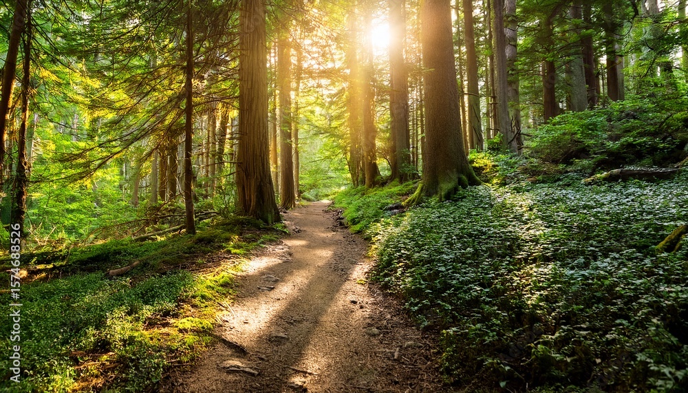 Obraz premium sunlit forest path nature s pathway