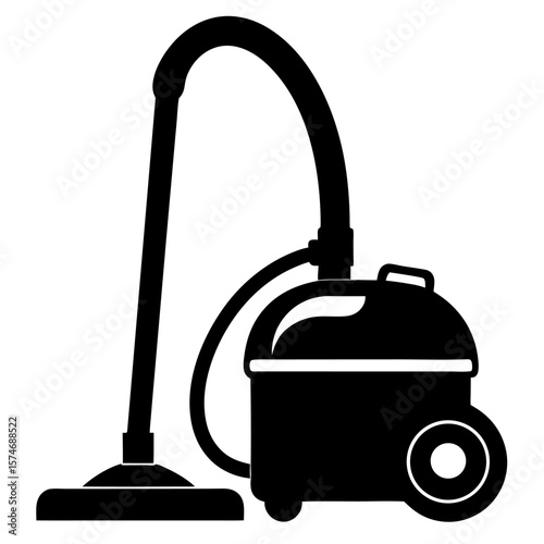 Clean black silhouette of a modern vacuum cleaner for household cleaning designs