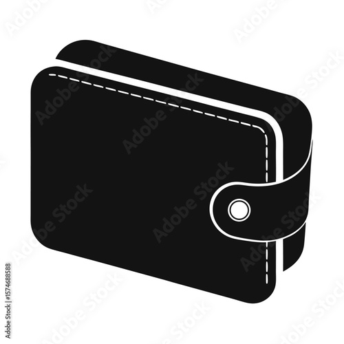 Clean black silhouette of an open wallet with realistic shadow detail for graphic design