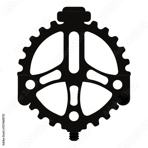 Simple black silhouette of a bicycle pedal with a rubber grip detail