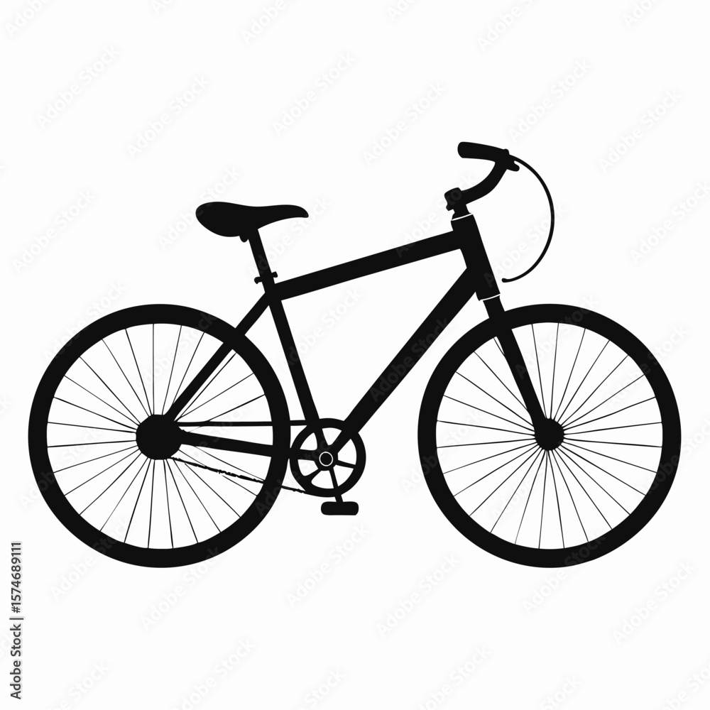 Obraz premium Classic black bicycle silhouette with detailed realistic spokes and frame