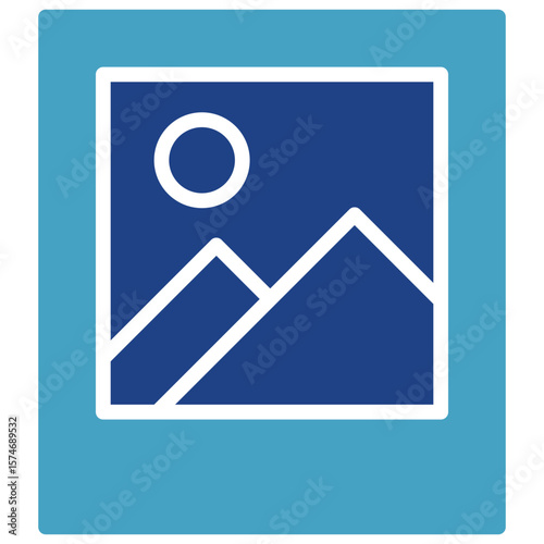 Mountain scenery frame icon that displays the exoticism of nature and stores beautiful memories after a vacation.
