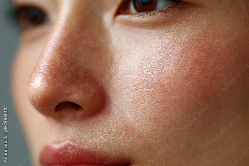 Naklejka premium Close-up view of facial skin texture.