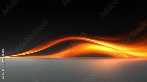 Abstract background with dynamic orange light waves and reflections creating a futuristic and