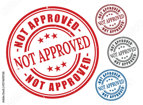 Rejected Refused Badge Pack, Grunge Rubber Stamp Vector Design  