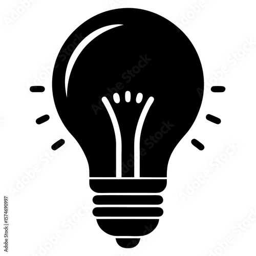 Simple black silhouette of a classic lightbulb with its internal filament clearly visible