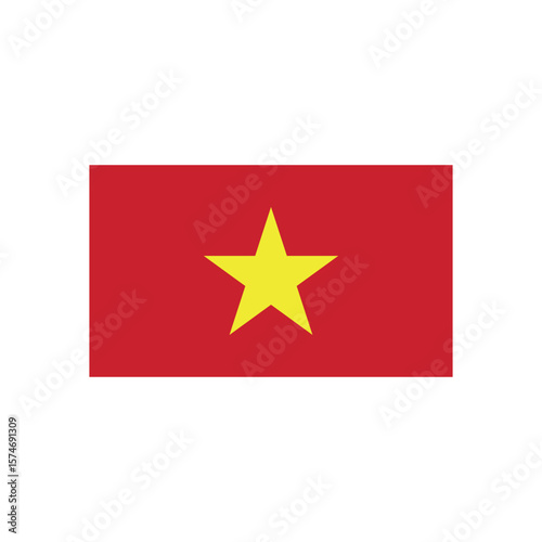 A depiction of the national flag of vietnam featuring a red field and a central yellow five pointed star