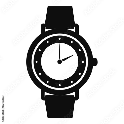 Elegant black silhouette of a classic wristwatch perfect for fashion and accessory designs