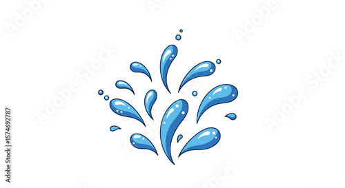 Dynamic blue water splash bursting outward with tiny bubbles ascending gracefully