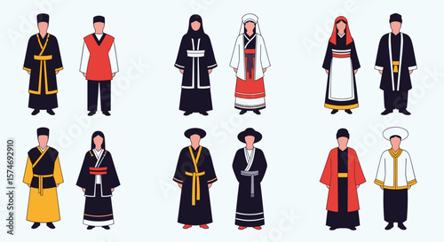 A diverse collection of traditional clothing styles from around the globe showcasing cultural heritage and artistic expression