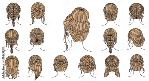 A comprehensive collection of elegant and trendy hairstyles for women showcasing various updos braids and loose styles