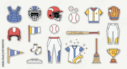 Collection of baseball equipment and team gear for sports enthusiasts