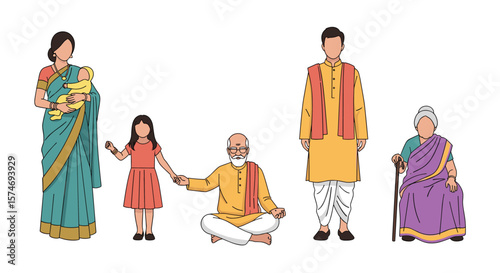 Diverse indian family generations representing culture tradition and togetherness