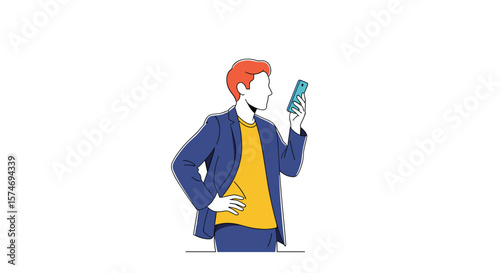 Person holding a smartphone and looking at it with a focused expression demonstrating engagement with digital content and communication