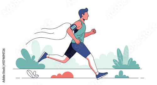 Active man running outdoors enjoying a healthy lifestyle and fitness journey
