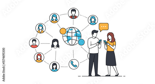 Connecting people worldwide through digital communication and social networks illustrating global connectivity and online interaction