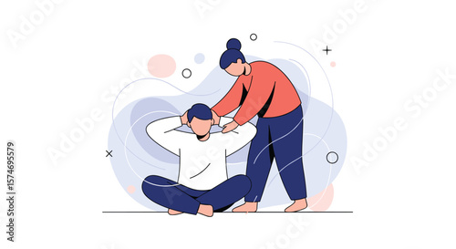 Illustrative depiction of a person offering support and guidance to someone experiencing distress or anxiety
