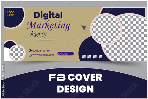 Digital marketing face book cover template corporate minimal design