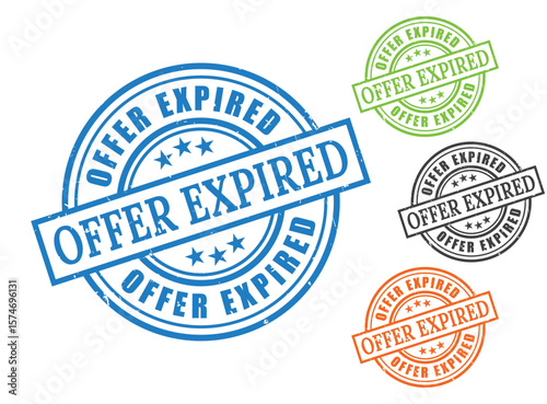 Offer Expired Grunge Rubber Stamp Collection, Invalid & Outdated Deal Vector Set  