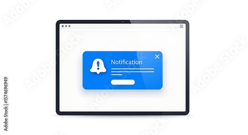 Pop-up Screen Notification Vector – Alert Window Concept on White

