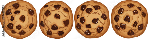Delicious Chocolate Chip Cookies Illustration, Home Kitchen, Cartoon Vector Art, Cozy Environment, Top View, EPS Design for Culinary Enthusiasts