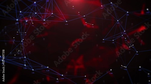 Technology big data cyber security flowing futuristic polygonal network connection. Abstract science fiction 4K motion background.