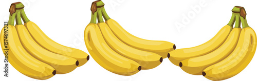 Whimsical Cartoon Illustration of a Bunch of Yellow Bananas in a Vibrant Environment - Vector Art for Fun Food Concepts, EPS Format for Creative Projects