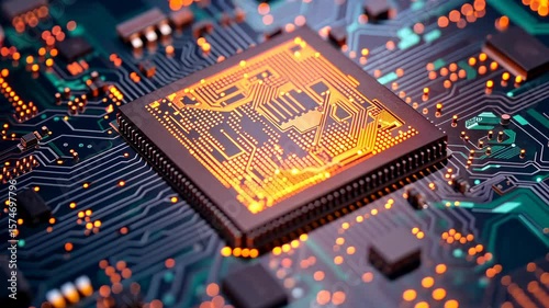 futuristic circuit board technology highlighting flow electrical signals conductors representing intricate workings neural networks big data artificial
