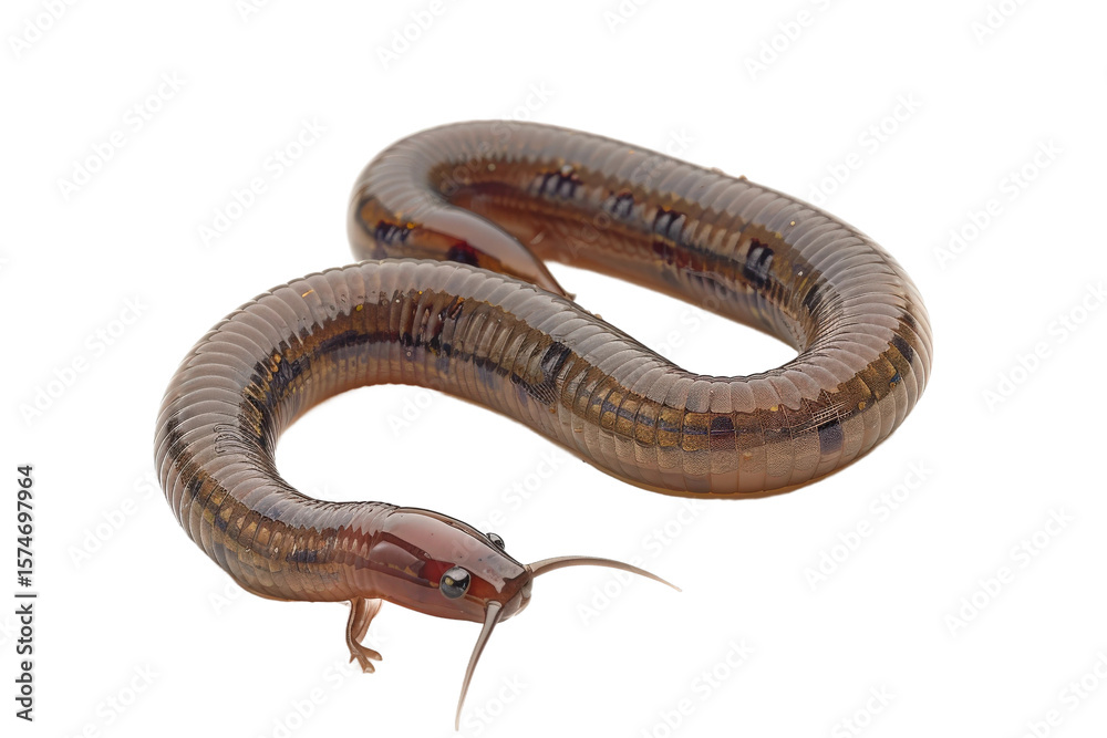 Fototapeta premium Earthworm closeup isolated clearly on transparent background