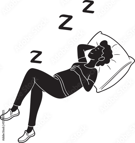 A man sleeping on bed vector silhouette 
