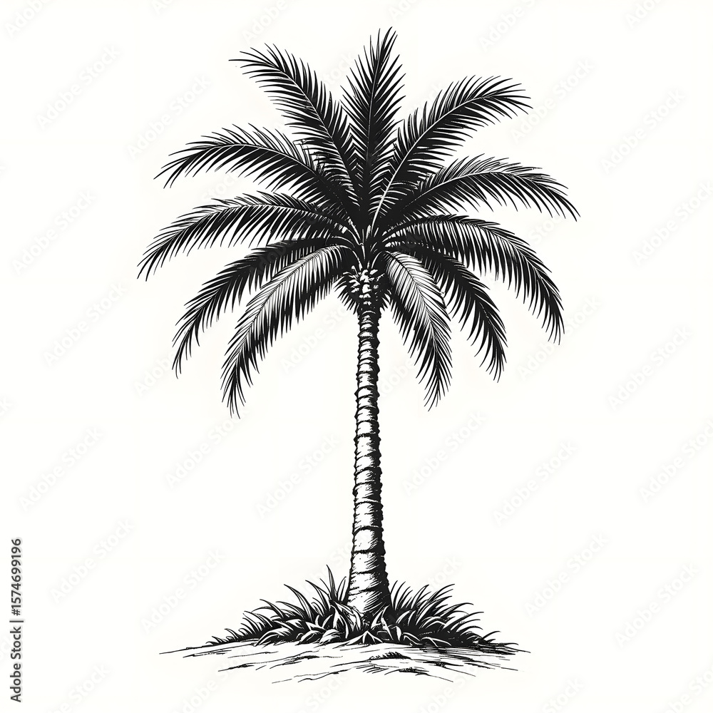 Obraz premium Vintage Palm Tree Engraving Style