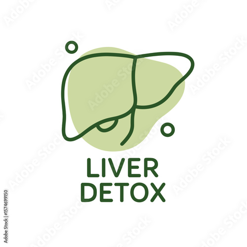 Liver with "Liver Detox" text in green minimalist style