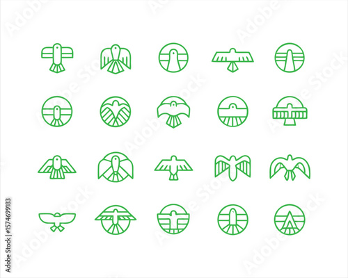 Minimalist Eagle Silhouette icon set
