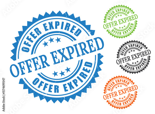 Expired and Invalid Label Set, Offer Closed Grunge Stamp Icons  