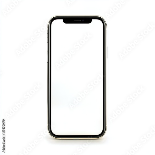 Isolated Golden Smartphone with Blank White Screen on a Clean White Background