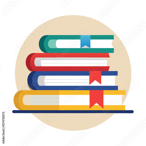 Books Stack Colorful Vector Illustration Education Learning Design