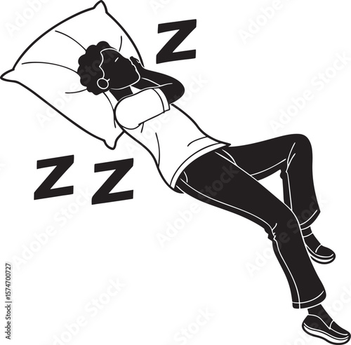 A man sleeping on bed vector silhouette 
