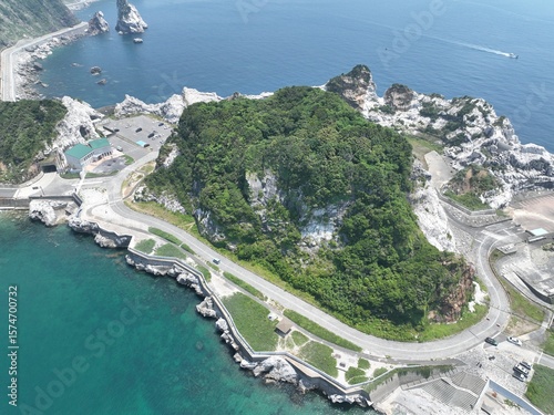 Obraz na płótnie 和歌山県のドローンで撮影した絶景の白崎海洋公園