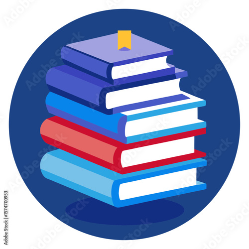 Stack of Colorful Books Vector Illustration Education Graphic