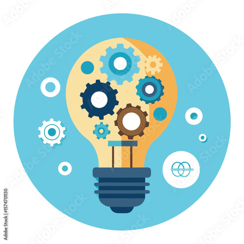 Lightbulb with Gears Vector Icon Innovation Concept