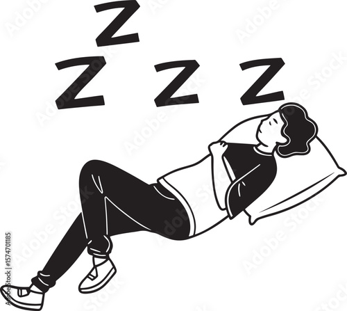 A man sleeping on bed vector silhouette 
