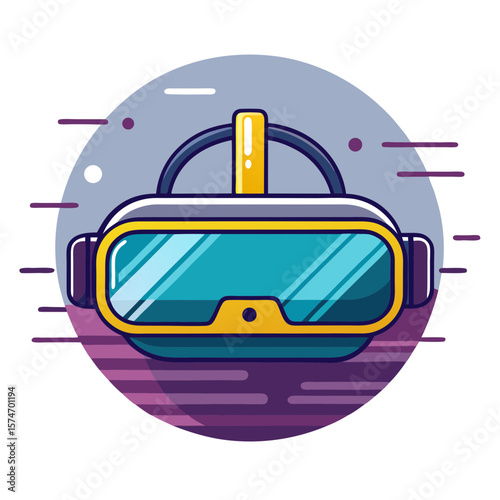 VR Headset Vector Illustration Virtual Reality Technology Cartoon