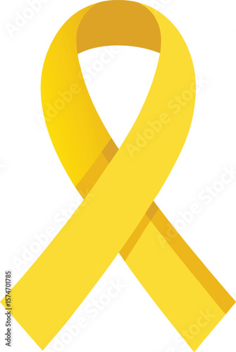 A simple yellow awareness ribbon on a white background