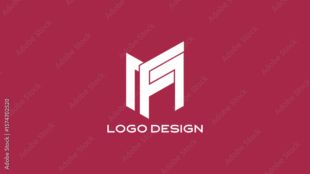 Naklejka premium Bold MF monogram logo with angular lines in white ideal for professional, corporate, or personal branding