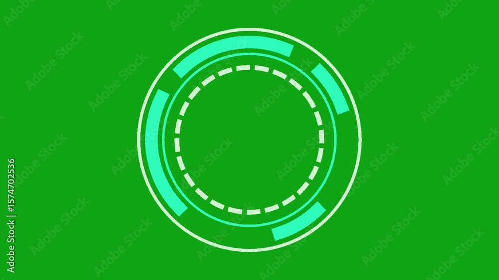 HUD Sci-fi Futuristic White Display isolated on chroma key green screen 4k video