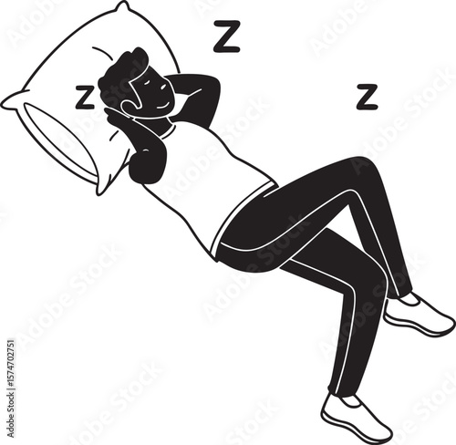 A man sleeping on bed vector silhouette 

